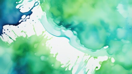 Abstract watercolor paint background by teal color blue and green with liquid fluid texture for background, banner