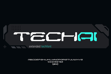 Futuristic Tech Font Vector Stylish Design Look. Cyber Robot Future Technology Type.