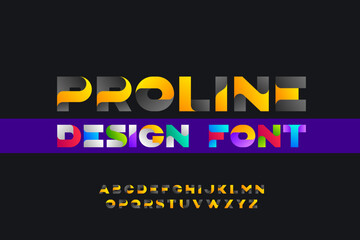 Corporate Colorful Ribbon Font vector Geometric design. - 722239182