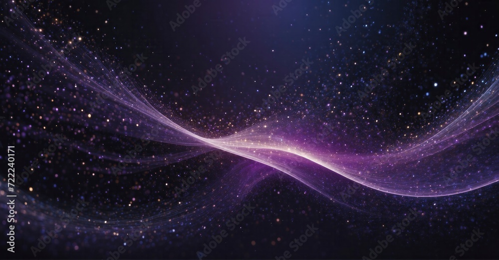 Wall mural a digital masterpiece takes shape with a glowing purple particle wave and an intricate dance of ligh