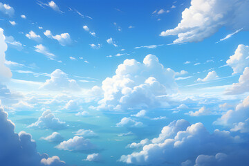 Blue sky, illustrated blue sky, cartoon blue sky, background blue sky