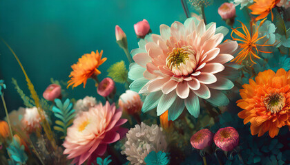 Fototapeta na wymiar natural beautiful colorful flower bouquet