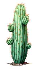 Cactus plant, illustration of a cactus with clean white background, plants, wild plants, desert cactus plant, flowering cactus illustration