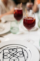 glass of wine on table