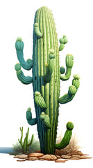 Cactus plant, illustration of a cactus with clean white background, plants, wild plants, desert cactus plant, flowering cactus illustration