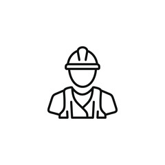 Construction worker line icon isolated on transparent background. Worker icon. Builder icon