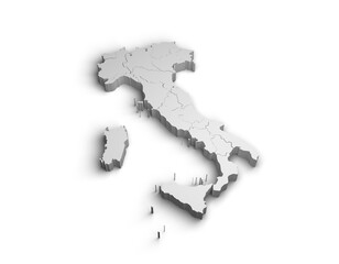 3d Italy map illustration white background isolate