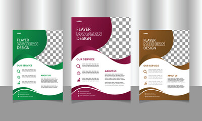 Modern leaflet design card template for business with tree color version available.