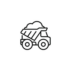 Dump truck line icon isolated on transparent background