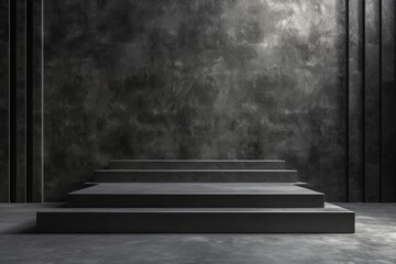 Graphite or stone podium for cosmetic product presentation - obrazy, fototapety, plakaty