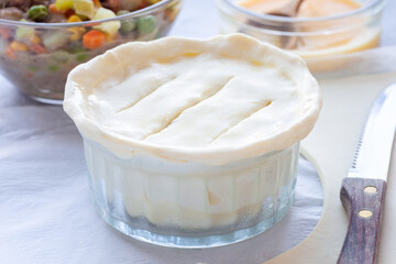 Making individual beef pot pies, step 5, make top, vertical