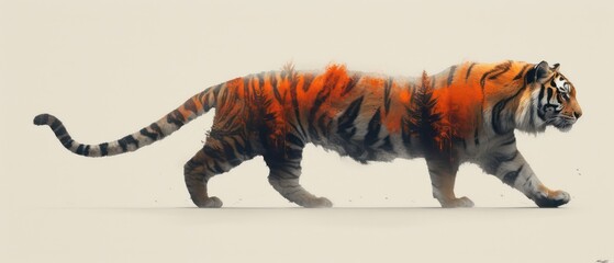  tiger in blue and orange color