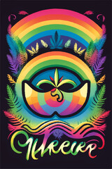 Hippie Art Poster Design: Vibrant Psychedelic Music Festival Cover