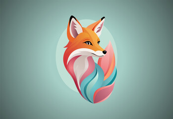 Obraz premium Modern fox logo design template vector illustration. Forest animal