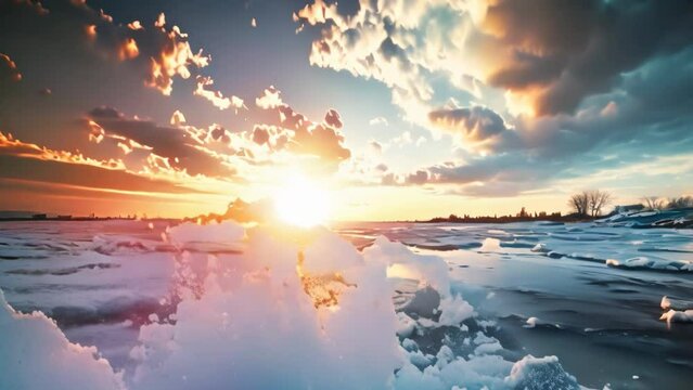 polar ice landscape. 4k video animation