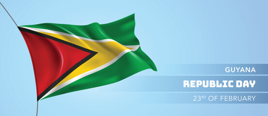 Guyana happy republic day greeting card, banner vector illustration