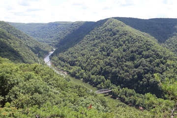 Landscape in the mountains near the New River Gorge National Park and Preserve bridge. Victor, West Virginia.