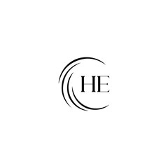 HE logo. H E design. White HE letter. HE, H E letter logo SET design. Initial letter HE linked circle uppercase monogram logo. H E letter logo SET vector design. HE letter logo design five