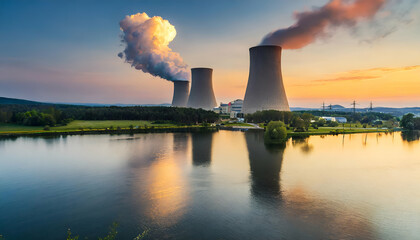 nuclear power plant in the morning