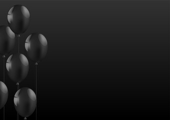Black Celebration Background with Balloon. Background for Sale Banner or Template. Vector Illustration.