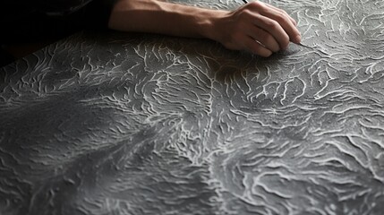 A painter using a stippling technique for texture.