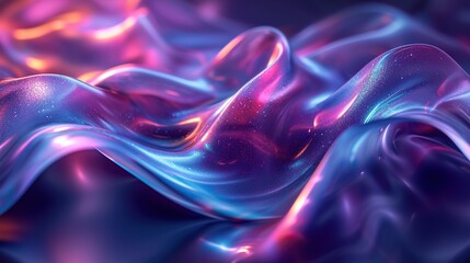 Fototapeta premium Abstract background 3D, shiny plastic waves with purple blue textures