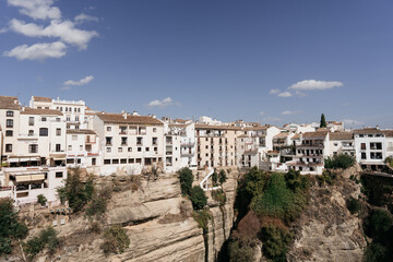 Naklejka premium view of the city of Ronda houses in cliffs