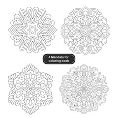  4 Flower best Mandala Design For colouring Book