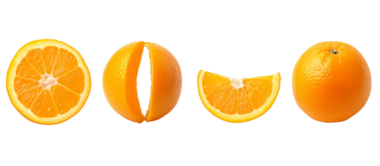 set of single orange isolated on transparent backgr