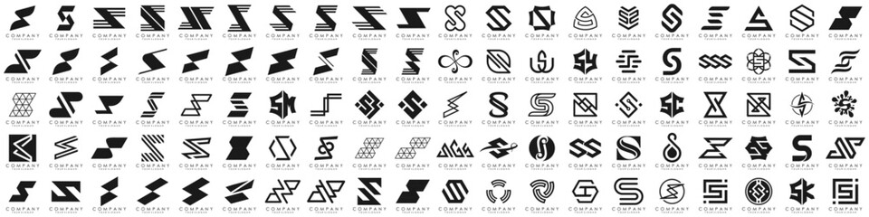 collection abstract letter S logo design. modern logotype S design with black color. vector illustration