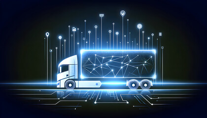 Digital transport. Illustration for smart logistics with connected infrastructure and digital tracking.