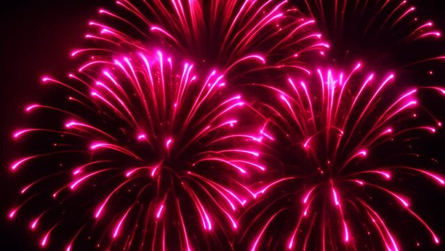 fireworks in cities landscape. 4k video animation