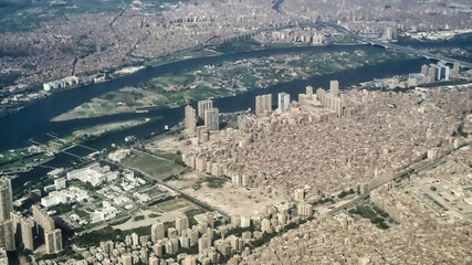 aerial photo of the city of Caïro, Egypt
