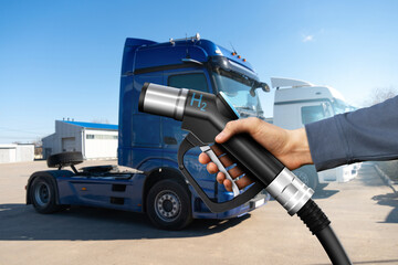 Semi truck fleet at the logistics center