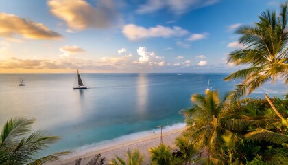 tropical beach at sunset