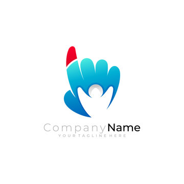 Hand logo with people community, social logos, general elections