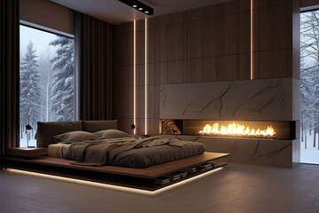 modern bed room. 