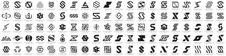 collection abstract letter S logo design. modern logotype S design with black color. vector illustration