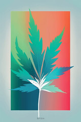 Psychedelic Rainbow Cannabis Leaves in Watercolor