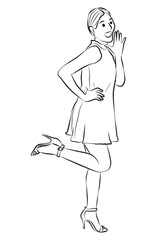 woman wow surprise pose cartoon illustration