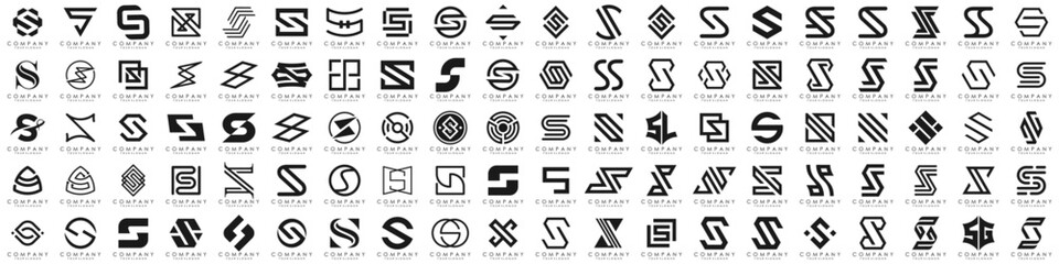 collection abstract letter S logo design. modern logotype S design with black color. vector illustration