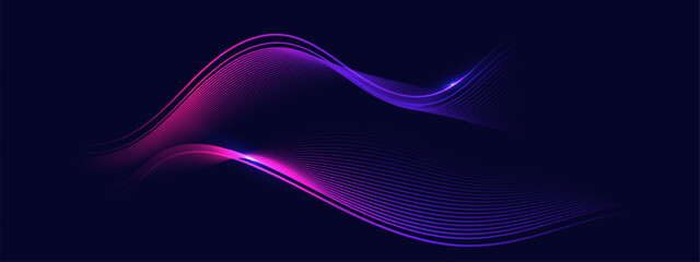 Abstract dark background with glowing wave. Technology futuristic template. Vector illustration