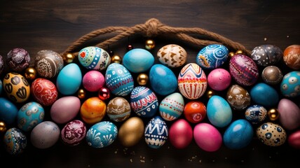 Fototapeta na wymiar traditional handmade easter eggs in a basket