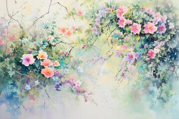 The pastel symphony of spring with this watercolor masterpiece