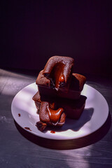 Chocolate block cake is a traditional cake made from flour, vanilla, eggs, sweetened condensed milk, baking soda, margarine and sugar.