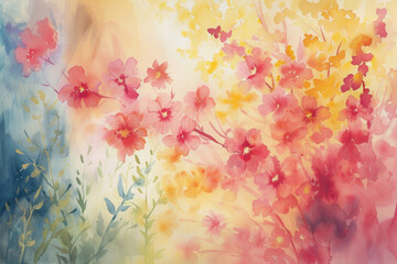 Obraz na płótnie Canvas An enchanting watercolor drawing capturing the delicate beauty of spring flowers