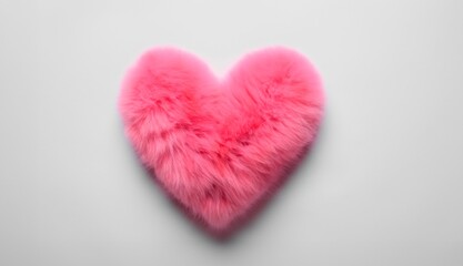 pink furry heart, pink heart made of fur 
