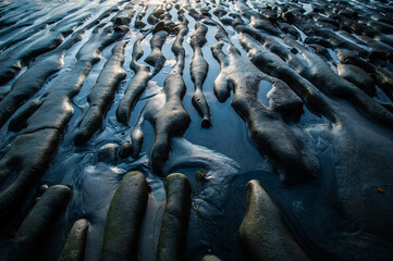 Sand stone and water