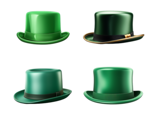 Green classic leprechaun cylinder hat isolated on transparent background png. Saint Patrick's Day accessory