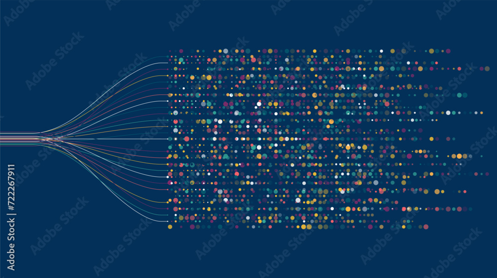 Poster big data visualization. social network, financial analysis of complex databases. data mining. vector